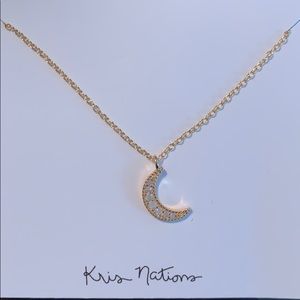 CRESCENT MOON CHARM NECKLACE WITH OPAL